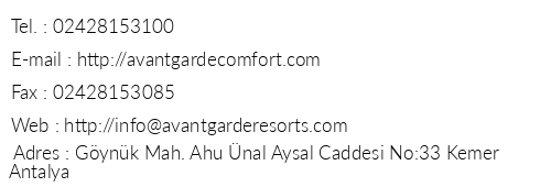 Avantgarde Comfort telefon numaralar, faks, e-mail, posta adresi ve iletiim bilgileri